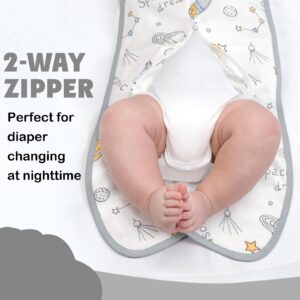 2 Pack Transition Swaddle with 2 Way Zipper, 2 in 1 Arms in/Out Transitional Arms Up Swaddle, 100% Cotton Newborn Swaddle Zipper Swaddles Baby Swaddling Sack Sleeping Sack 3-6 Months