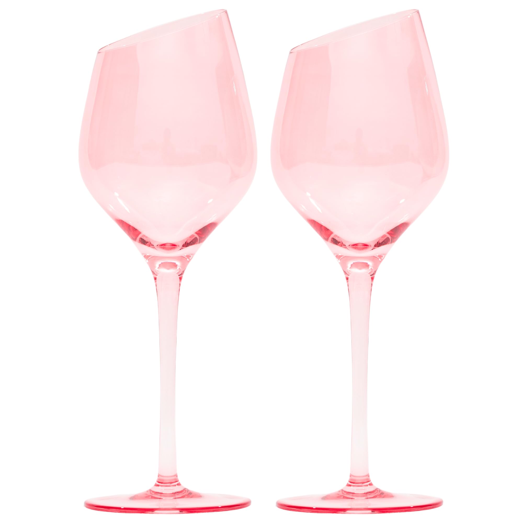 Lidy Pink Wine Glasses Set of 2-15 oz Pink Goblets for Red Wine & White Wine | Hand Blown Wine Glasses for Mothers Day Gifts & Spring Table Decor | Stemmed Wine Glasses Pink for Spring Gifts