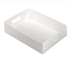 15-pack 13" x 9" x 3" white blyss cookie crate,sturdy cookie serving tray great for party platters,natural white paper cardboard tray use for packaging and hold cookies,take out container,pack of 15