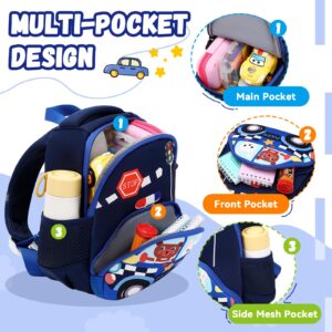 MUSEVOS Cartoon Toddler Backpack for Kids 1-3, Mini Toddler Backpack Boys 2-3 Year Old Girls, Mini Neoprene Preschool Backpack for Kids with Anti-lost Safety Leash for Daycare Outdoor