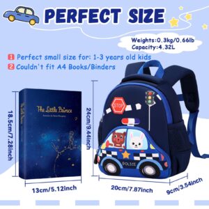 MUSEVOS Cartoon Toddler Backpack for Kids 1-3, Mini Toddler Backpack Boys 2-3 Year Old Girls, Mini Neoprene Preschool Backpack for Kids with Anti-lost Safety Leash for Daycare Outdoor