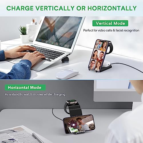 Multiple Devices Wireless Charging Station - Fast Charger Stand for iPhone 15/14/13/12/11/Pro/X/Max/XS/XR/8/Plus, Charging Dock for Samsung Galaxy S23/S22/S21 Ultra & iWatch & Airpods(Black)