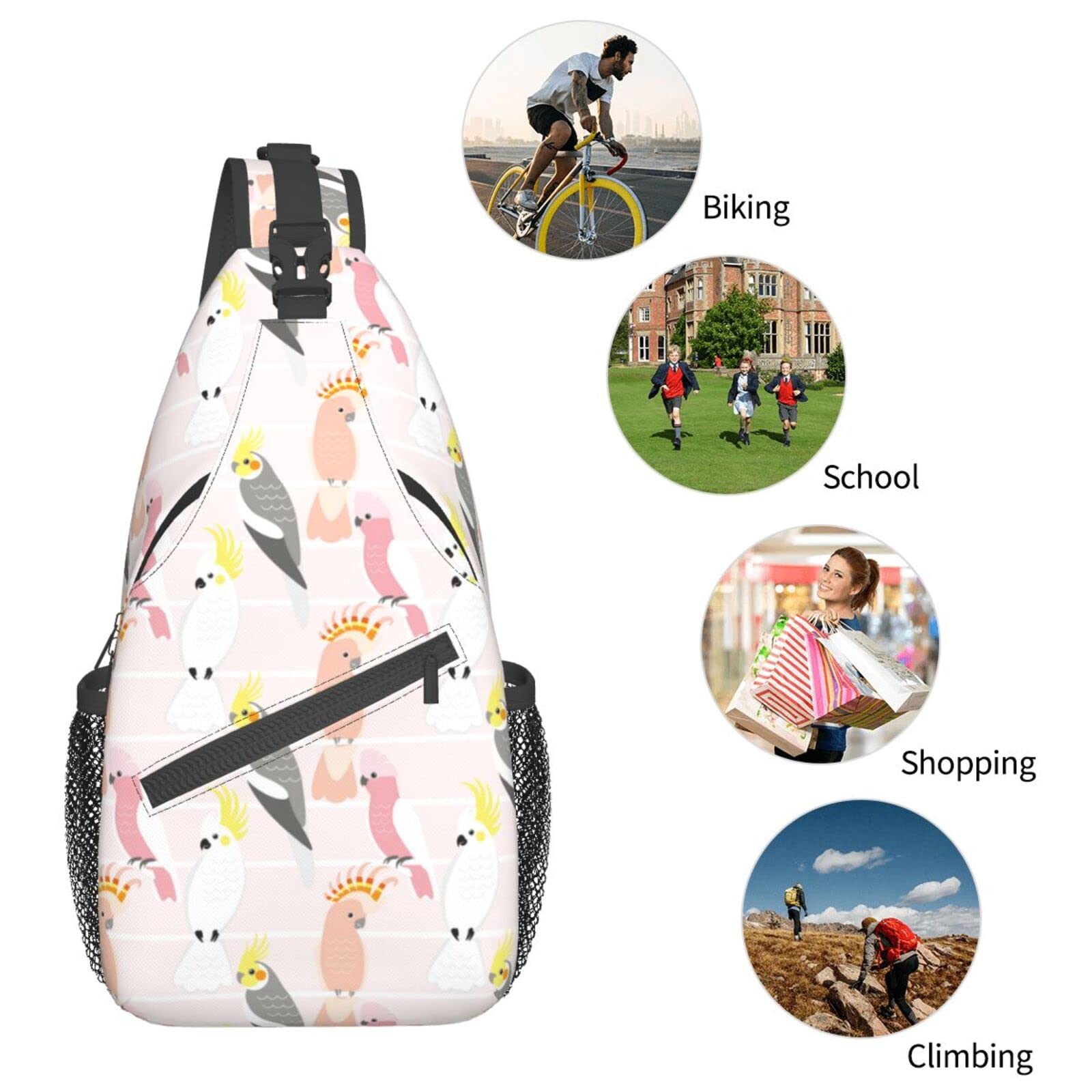 Parrot Sling Bag, Chest Bag Daypack, Crossbody Sling Backpack for Travel Sports Running Hiking