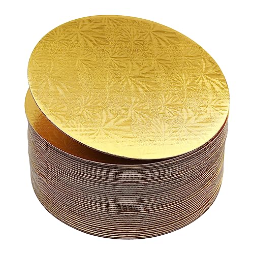 40 Pcs Cake Boards Round 10 Inch Disposable Cake Plate White Cardboard Cake Circles Cake Base Decorating Supplies (Light Gold 10")