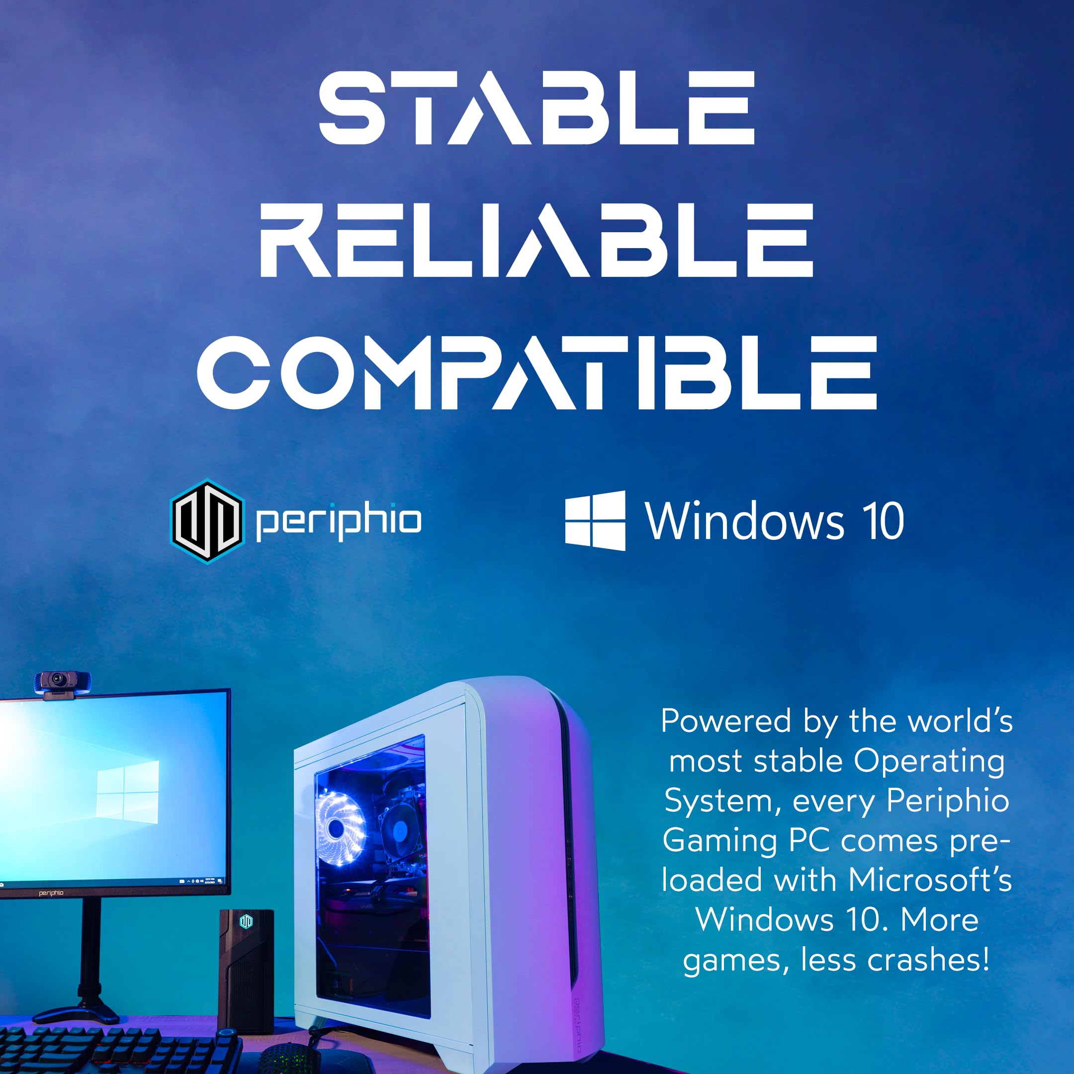 Periphio Vortex Prebuilt Gaming PC - GeForce RTX 3050 (6GB) GPU | Intel Core i5-6500 CPU (3.6GHz Turbo) | 1TB Solid State SSD | 16GB DDR4 RAM | Windows 10 Gaming Desktop Computer | WiFi + BT