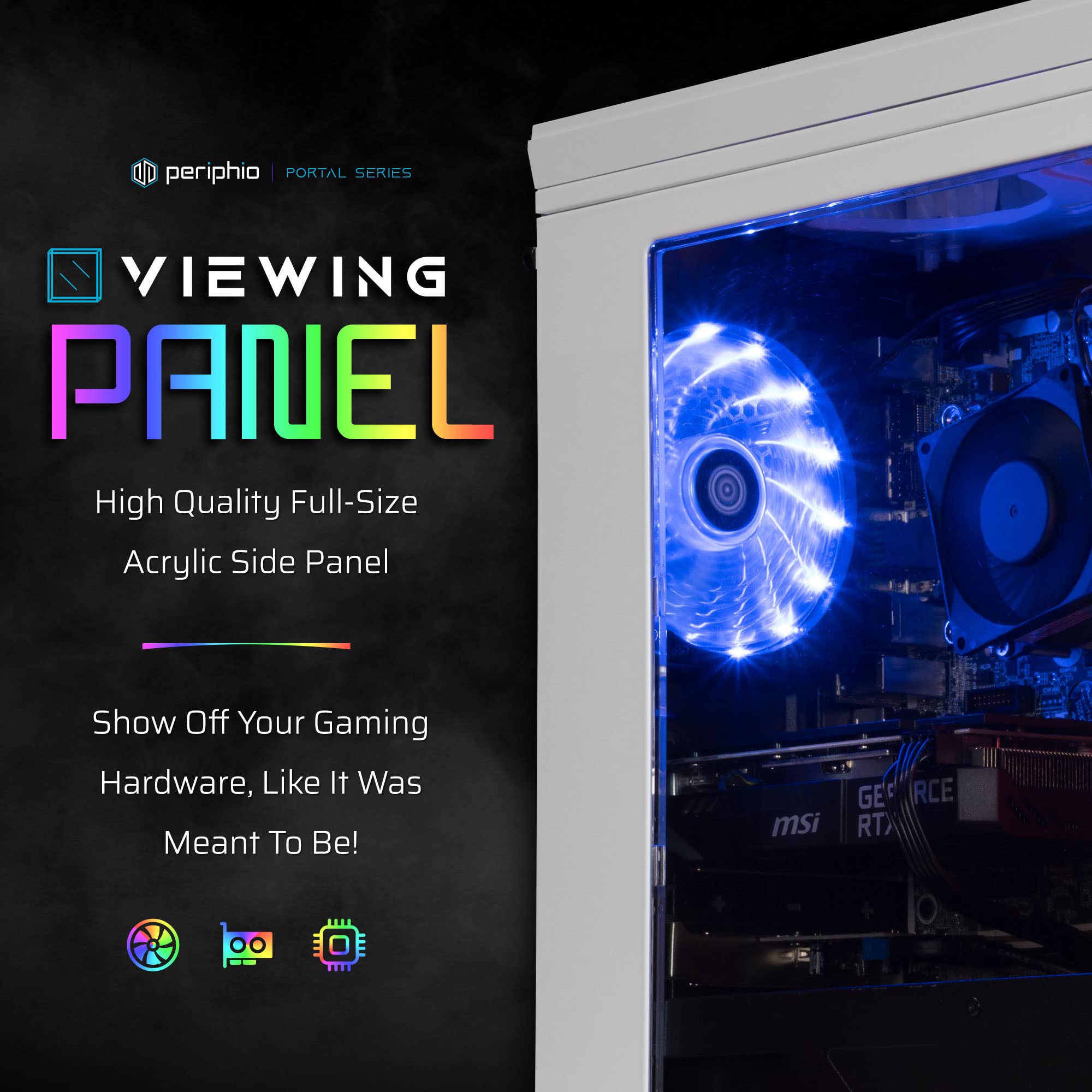 Periphio Vortex Prebuilt Gaming PC - GeForce RTX 3050 (6GB) GPU | Intel Core i5-6500 CPU (3.6GHz Turbo) | 1TB Solid State SSD | 16GB DDR4 RAM | Windows 10 Gaming Desktop Computer | WiFi + BT