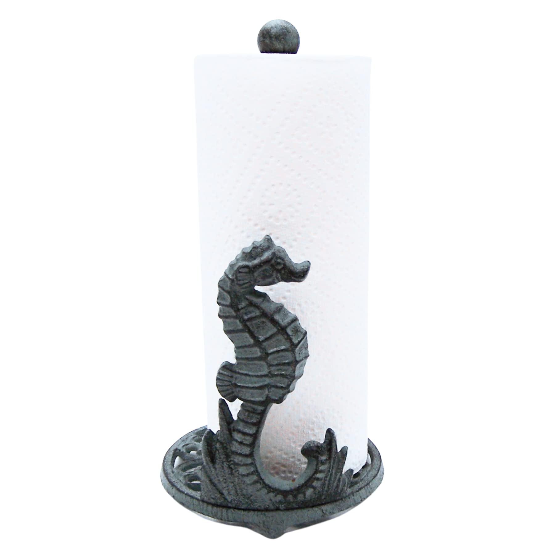 Sea Horse Paper Towel Holder, Nautical Kitchen Accessories, Freestanding Countertop Organization, 13 Inches