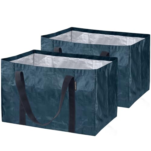 CleverMade 2 Pack Storage Basket, Frakta Shopping Bag, Heavy Duty Multi-Purpose Totes for Moving, Grocery Shopping, and Toting; Ocean Blue