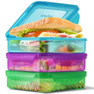 tafura sandwich containers (3 pack) sandwich box | lunch containers | sandwich containers for lunch boxes | reusable sandwich holder, bpa free