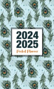 small planner 2024-2025: daily time management book with blue peacock cover design | 24 months organizer | size 4x6.5in