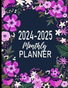 2024-2025 monthly planner: 2 year from january 2024 to december 2025 (violet flowers cover design)