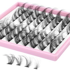 Lashes Clusters Wispy Natural Cluster Lashes 64pcs Individual Lashes Extensions 14-18MM Fluffy Cat Eye DIY Eyelash Extensions by Ruairie