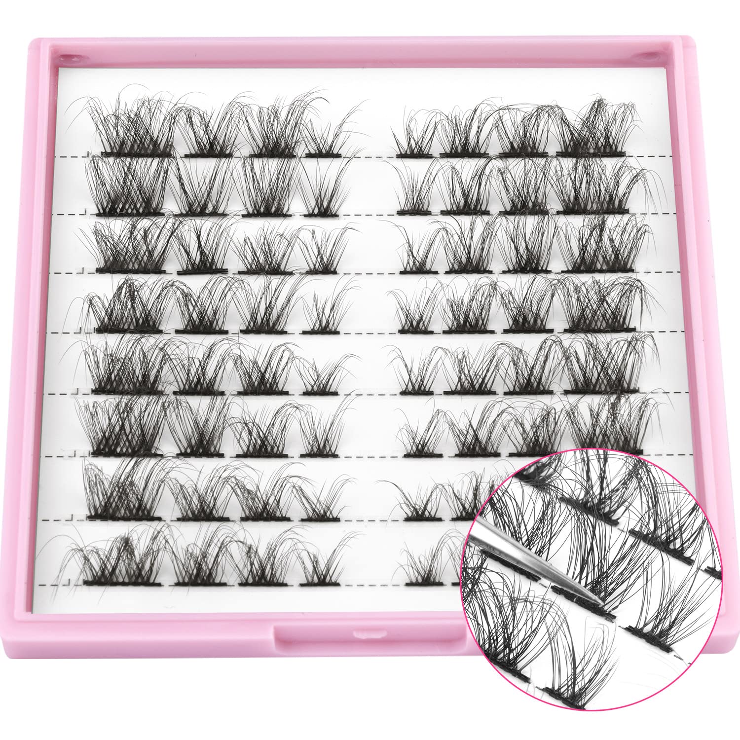 Lashes Clusters Wispy Natural Cluster Lashes 64pcs Individual Lashes Extensions 14-18MM Fluffy Cat Eye DIY Eyelash Extensions by Ruairie