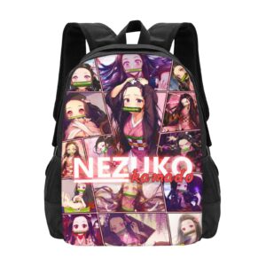 uzui tengen 17" nezuko backpack anime multifunction bookbag with side pockets durable laptop bag for teen boys girls