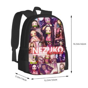 Uzui Tengen 17" Nezuko Backpack Anime Multifunction Bookbag with Side Pockets Durable Laptop Bag for Teen Boys Girls
