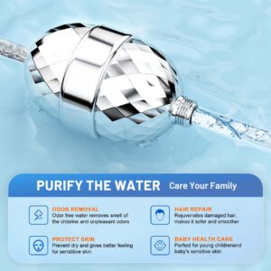 OCEMY 20 Stage Shower Filter Shower Head Filter with 2 Replaceable Cartridges High Output Shower Water Filter for Hard Water Removing Chlorine Fluoride Heavy Metals，Polished Chrome