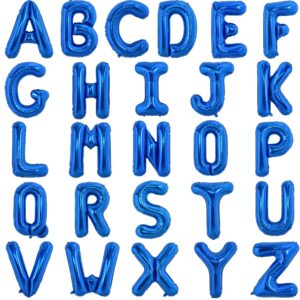 toniful 52 pieces 16 inch blue letter a-z balloons custom phrase mylar foil alphabet letter create your own banner reusable for birthday anniversary celebration graduation party supplies decorations