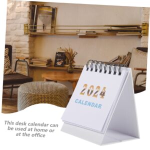 Gogogmee 1 2024 Mini Desk Calendar Table Top Decor Mini Calendar 2023-2024 Desk Calendar 2024 Decorative Standing Calendar Easel Flip Calendar White Calendar Desk Paper Clamshell Simple