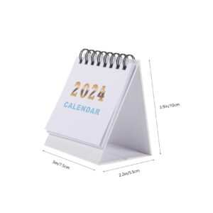 Gogogmee 1 2024 Mini Desk Calendar Table Top Decor Mini Calendar 2023-2024 Desk Calendar 2024 Decorative Standing Calendar Easel Flip Calendar White Calendar Desk Paper Clamshell Simple