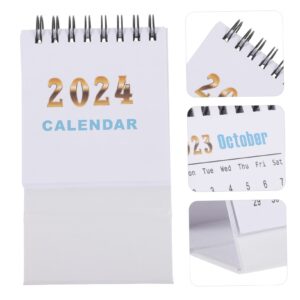 Gogogmee 1 2024 Mini Desk Calendar Table Top Decor Mini Calendar 2023-2024 Desk Calendar 2024 Decorative Standing Calendar Easel Flip Calendar White Calendar Desk Paper Clamshell Simple