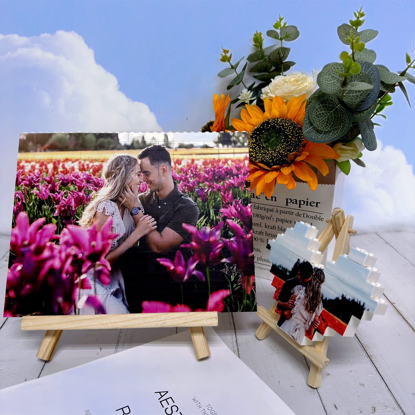 Personalized Brick Puzzles with Picture Custom Building Brick Photo Block, Anniversary DIY Gifts for Girlfriend, Boyfriend, Husband, Wife, Wedding Couple