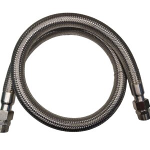 Industrial Grade Compressor Jumper Hose, 3/4" NPT Male x 48" Length, 750°F，450 PSI，Both Sides Fittings Rotate Freely，Flexible Whole body Stainless Steel Metal Hose