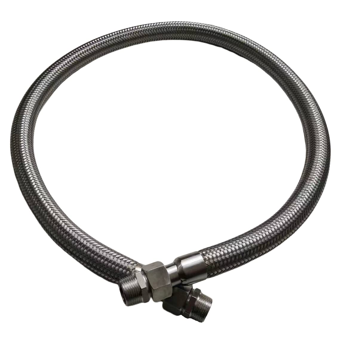 Industrial Grade Compressor Jumper Hose, 3/4" NPT Male x 48" Length, 750°F，450 PSI，Both Sides Fittings Rotate Freely，Flexible Whole body Stainless Steel Metal Hose