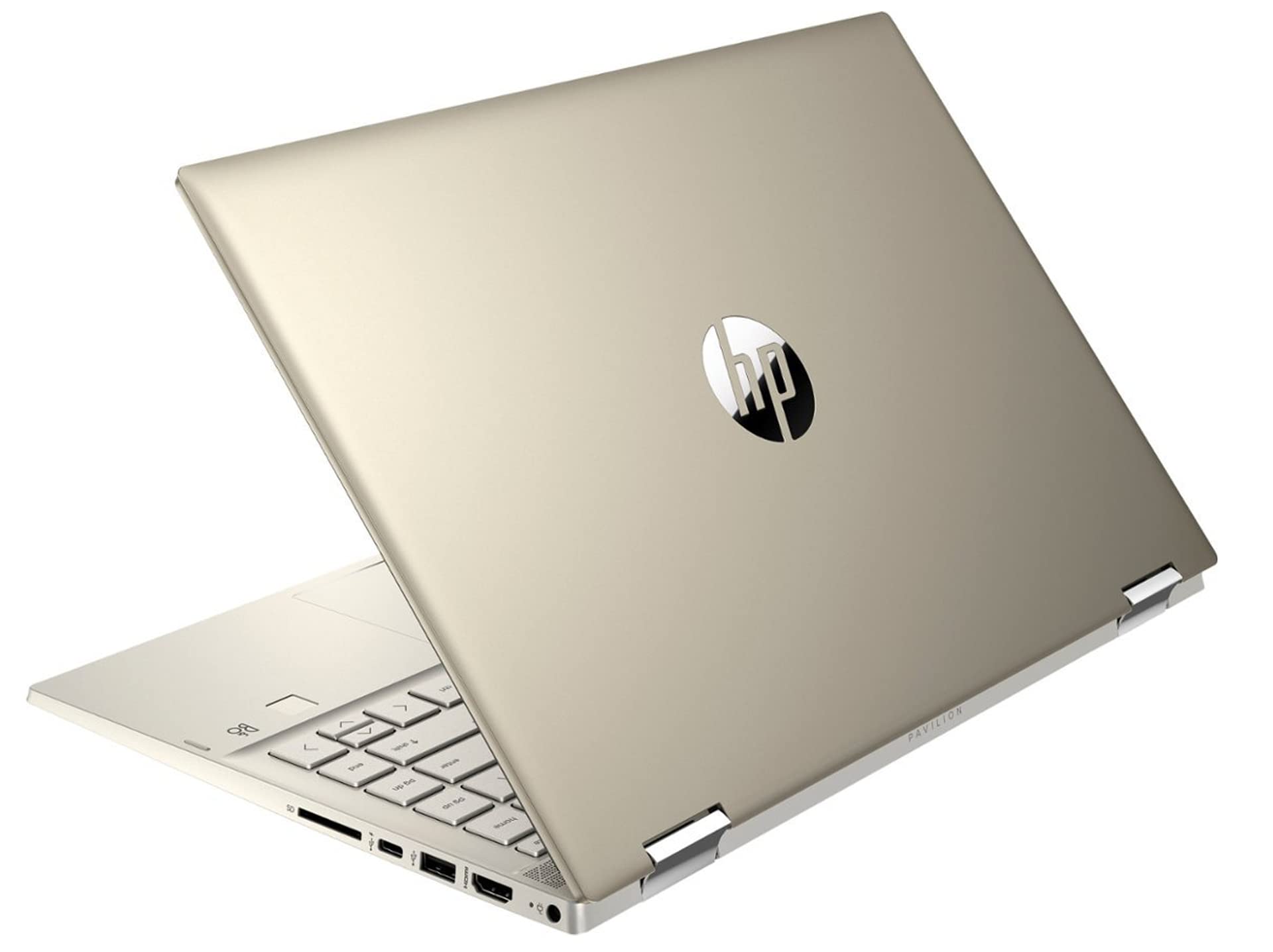 HP Pavilion 14 FHD Spin 2-in-1 Convertible Touchscreen Laptop, 2023 Newest Upgrade, Intel Core i5-1135G7, 8GB RAM, 512GB SSD, HDMI, FP Reader, Wins 11, School & Business Ready, ROKC HDMI Cable, Gold