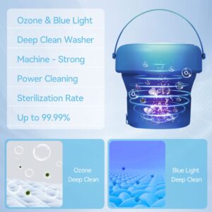 MEHIDFY Portable Washing Machine, 4.8L Foldable Mini Washing Machine, Portable Washer, Intelligent Mini Washer, Underwear Washing Machine for Apartments, Camping, Travel, Ozone & Blue Light Deep Clean