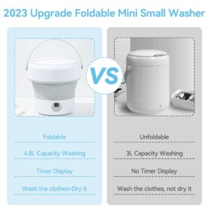 MEHIDFY Portable Washing Machine, 4.8L Foldable Mini Washing Machine, Portable Washer, Intelligent Mini Washer, Underwear Washing Machine for Apartments, Camping, Travel, Ozone & Blue Light Deep Clean