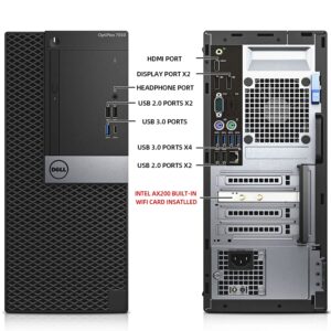 Dell OptiPlex 7050 Tower Computers,i7-6700 3.4GHz,32GB DDR4 Ram New 1TB M.2 NVMe SSD+2TB HDD,AX200 Built WiFi 6 Bluetooth 5.2,Refurbished Desktop PC,HDMI,Dual Monitor Support,Windows 10 Pro (Renewed)