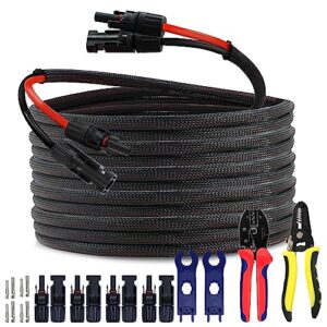 feotech twin wire 50ft solar extension cable - 10awg (6mm²) solar panel connector, with 6 pairs-ip67-male/female solar connectors for outdoor automotive rv boat marine solar panel- black & red