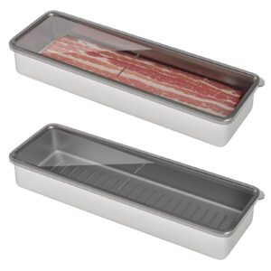 freshmage bacon container for refrigerator, 304 stainless steel airtight deli meat storage containers for fridge dishwasher safe long kitchen food storage containers with lids with elevated base…