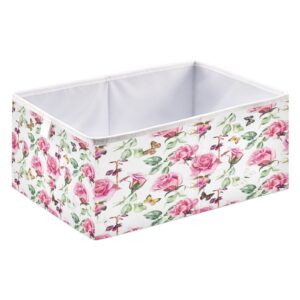 Kigai Rose Butterfly Cube Storage Bin, 11x11x11 in Collapsible Fabric Storage Cubes Organizer Portable Storage Baskets for Shelves, Closets, Laundry, Nursery, Home Decor