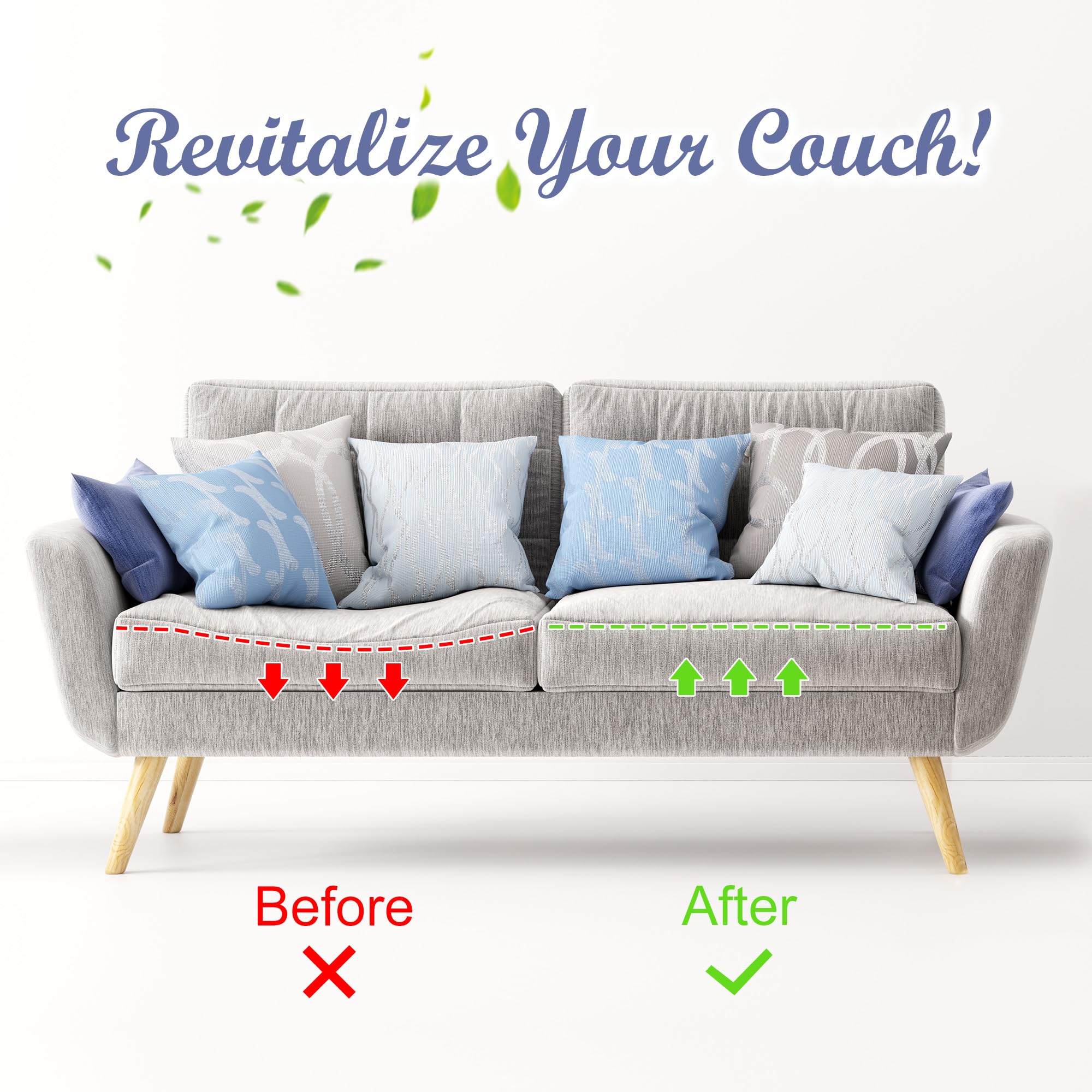 RunNico 20" x 20" Living Room Sofa Sag Support - High-Density Foam Cushion Couch Cushion Support - Sag Repair Replacement for Sofa Couch Loveseat Chair (1, Grey)