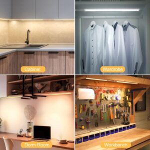 Lacoco Under Cabinet Lights Plug in, 12 Inch Dimmable Bright Cabinet Lighting 3 Colors Temp Linkable Led Strip Bar with APP Remote Control, Under Counter Lights for Kitchen Closet Workbench