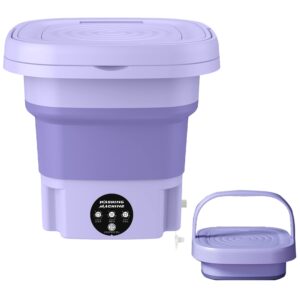 portable washing machine, mini foldable washer for apartment, laundry, camping, rv, travel, underwear, socks, baby clothes, lightweight and easy to carry (purple)