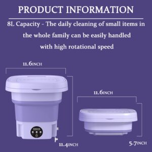 Portable Washing Machine, Mini Foldable Washer for Apartment, Laundry, Camping, RV, Travel, Underwear, Socks, Baby clothes, Lightweight and Easy to Carry (Purple)