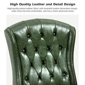 YAMASORO Ergonomic Executive Office Chair with Height-Adjustable,Tufted Back&Nailhead Trim, Home Office Desk Chairs for Home&Office, Faux Leather Swivel Work Chair,Green…