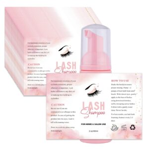 50pcs lash shampoo label stickers for bottle, lash extension stickers for foam pump bottle lash bath wash label personalised stickers (b)