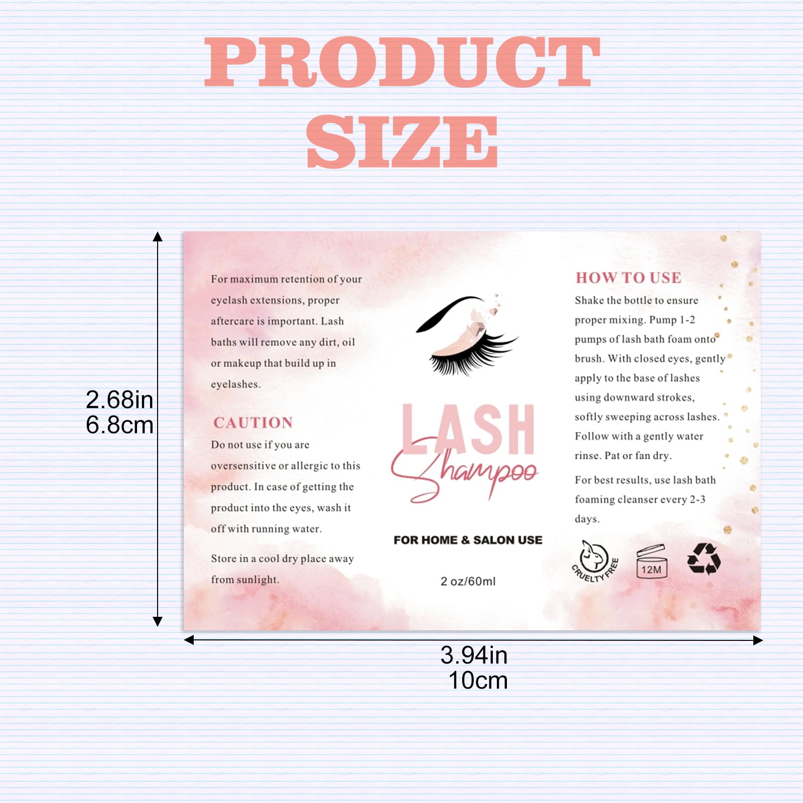 50PCS Lash Shampoo Label Stickers for Bottle, Lash Extension Stickers for Foam Pump Bottle Lash Bath Wash Label Personalised Stickers (B)