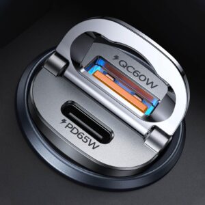 【upgraded】 125w usb c car charger super fast charging,[pd65w & qc60w][flush fit][all metal] cigarette lighter car charger,dual port for iphone 15 14 pro max plus ipad samsung s24 s23 macbook