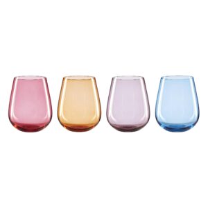 oneida true colors stemless wine glasses, set of 4, 4 count, multi