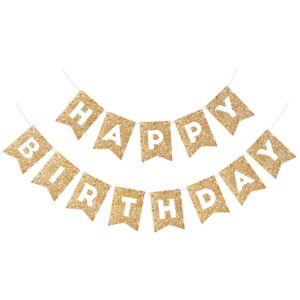 gold happy birthday banner birthday sign for backdrop gold happy birthday decorations garland bunting banner for women men birthday party supplies wall door banner flag