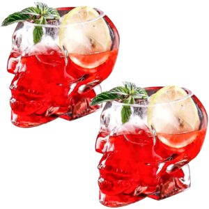 gxfccyxt skull glass cup 12oz(350ml), multipurpose skull glass, for halloween themed party wine glasses, holiday gifts -2pk