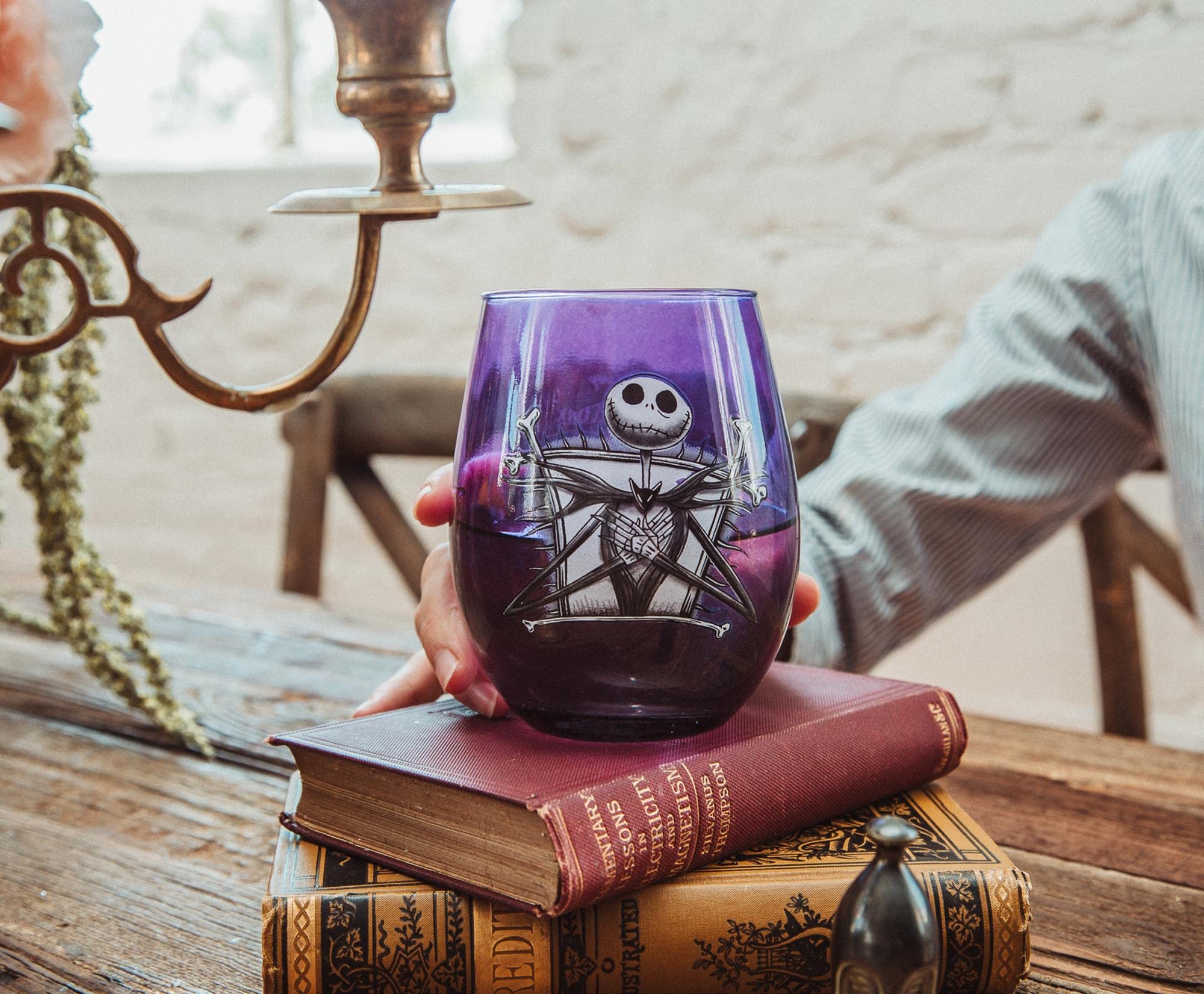 Disney Nightmare Before Christmas Jack Skellington Purple Stemless Wine Glass