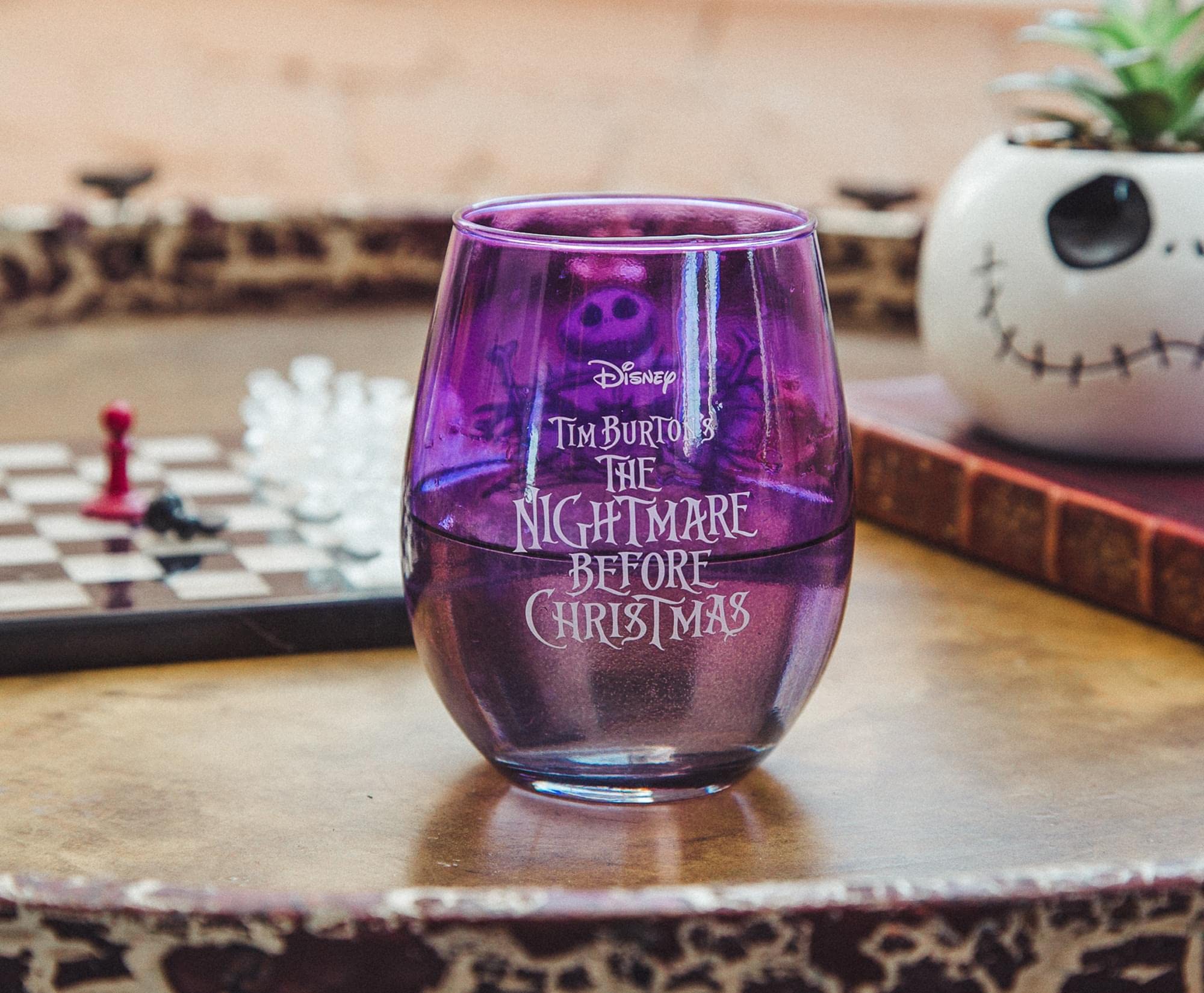 Disney Nightmare Before Christmas Jack Skellington Purple Stemless Wine Glass