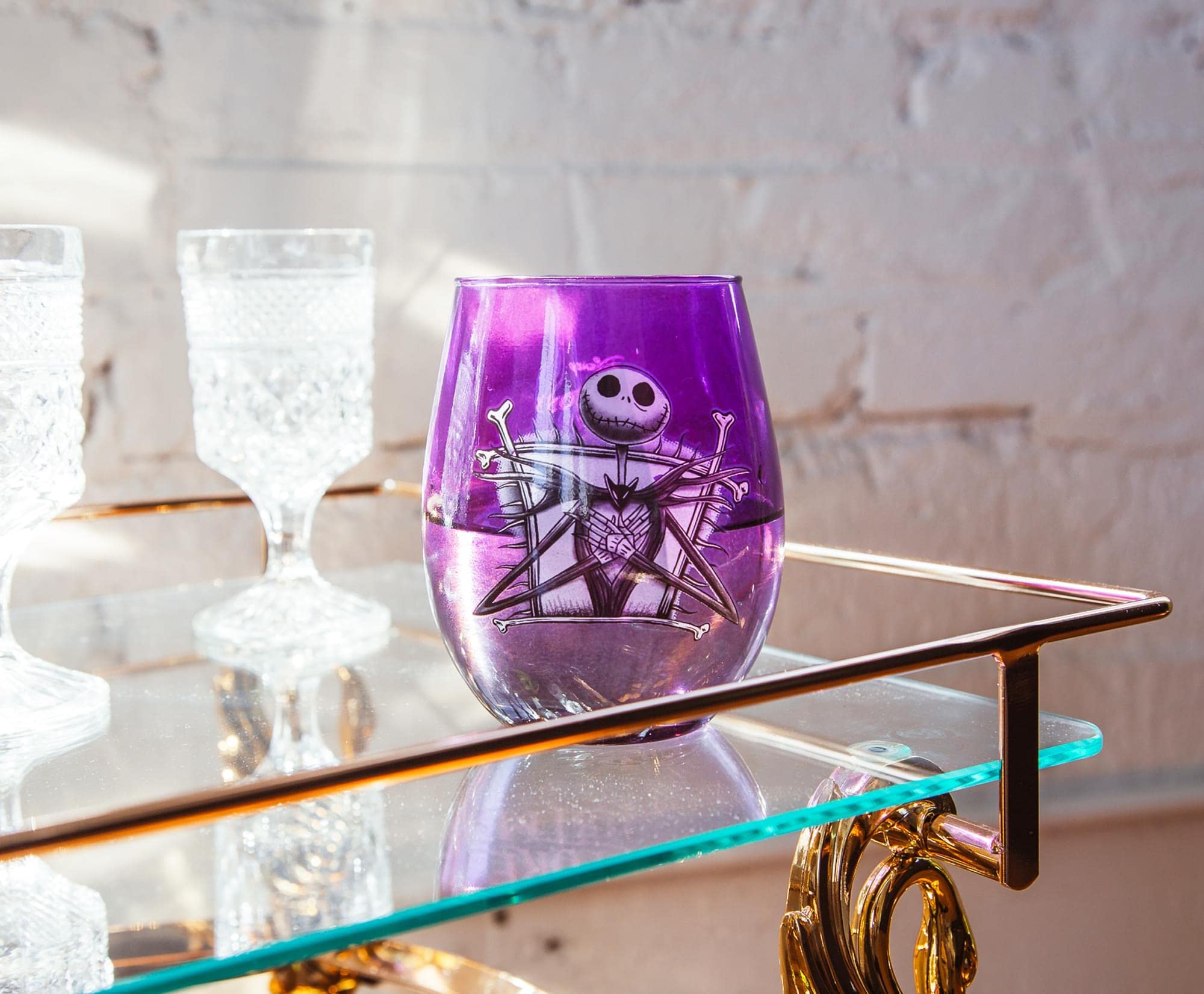 Disney Nightmare Before Christmas Jack Skellington Purple Stemless Wine Glass