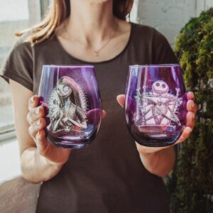 Disney Nightmare Before Christmas Jack Skellington Purple Stemless Wine Glass