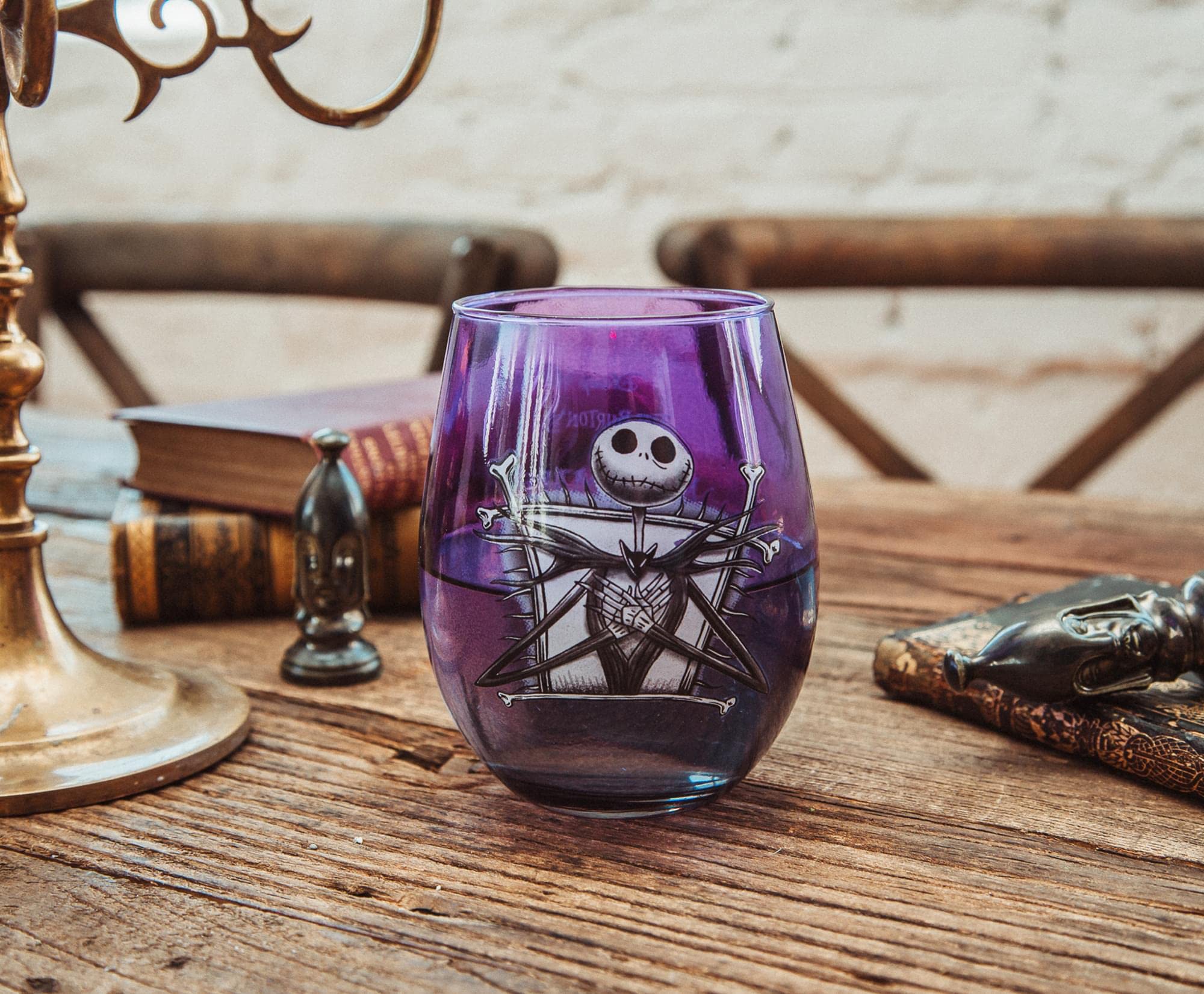 Disney Nightmare Before Christmas Jack Skellington Purple Stemless Wine Glass